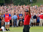 Tiger Woods und die ekstatischen Fans: Ein häufiges Bild in der Saison 2019? (Bild: KEYSTONE/AP Atlanta Journal-Constitution/HYOSUB SHIN)