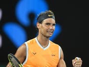 Bisher völlig ungefährdet: Rafael Nadal steht ohne Satzverlust in der 3. Runde des Australian Open (Bild: KEYSTONE/EPA AAP/LUKAS COCH)