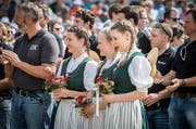 Im Thurgau bringt man problemlos ehrenamtliche Helfer in grosser Zahl zusammen: Schwingfest Lengwil, 29. April 2018. (Bild: Reto Martin)