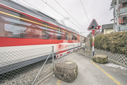Der Bahnübergang Krienser-/Horwerstrasse. (Bild: Pius Amrein (Kriens, 22. Februar 2018))