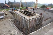 Bauarbeiten an der zweiten Reservoirkammer für das Reservoir Gubermatt. (Bild. PD (Sarnen, 22. Oktober 2018))