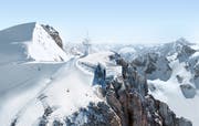 Visualisierung der neuen Bergstation Titlis mit ausgebautem Turm (Bild: Handout Herzog & De Meuron)