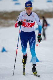 Avelino Näpflin gibt auf der Loipe Vollgas. Bild: Urs Steger (Goms, 1. Dezember 2018)