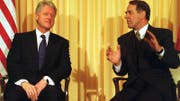 WEF-Premiere: Im Jahr 2000 besuchte erstmals ein amtierender US-Präsident Davos: Bill Clinton (hier mit Bundespräsident Adolf Ogi).