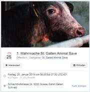 So wirbt Animal Save für die Aktion vom Freitag im Schlachthof Gossau. (Bild: Facebook - 22. Januar 2019)