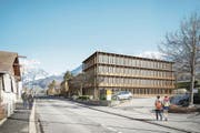 So wird das neue Verwaltungsgebäude «Ewolution» des EWO in Kerns aussehen. (Visualisierung: PD/EWO)
