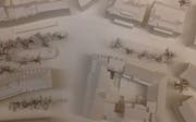 Das bereits mit den Jury-Vorgaben für die Weiterbearbeitung nachgebesserte Modell des Siegerprojektes: Auf dem Marktplatz fallen der Marktpavillon und die Haltestelle auf der Nordseite auf, in der Marktgasse ist es die neue Freifläche östlich der Acrevis Bank und auf dem Bohl das Wäldchen bei der Calatrava-Wartehalle. (Bild: Reto Voneschen - 24. Januar 2019)