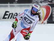 Corinne Suter im Ziel nach dem Abschlusstraining zur Weltcup-Abfahrt in Garmisch-Partenkirchen (Bild: KEYSTONE/dpa/STEPHAN JANSEN)