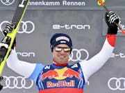 Beat Feuz freut sich auch über den zweiten Platz ohne Einschränkung (Bild: KEYSTONE/APA/APA/HERBERT NEUBAUER)