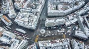 Heutige Situation an Bohl und Marktplatz: Gut erkennbar ist links die bogenförmige Calatrava-Halle sowie in der Mitte die Rondelle, die abgebrochen werden soll. (Bild: Michel Canonica)
