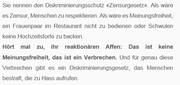 Die Lesbenorganisation Schweiz bezeichnet ihre Gegner im aktuellen Newsletter als «reaktionäre Affen». (Bild: Screenshot Newsletter Lesbenorganisation Schweiz, 2019)