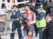 Michael Vogt (21) im Zielraum in St. Moritz (Bild: KEYSTONE/URS FLUEELER)