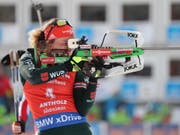 Laura Dahlmeier schaffte es im Biathlon-Weltcup in diesem Jahr zum ersten Mal ganz nach oben (Bild: KEYSTONE/EPA ANSA/ANDREA SOLERO)
