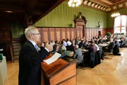 GLP-Kantonsrat Ueli Fisch während einer Debatte im Thurgauer Grossen Rat. (Bild: Donato Caspari)
