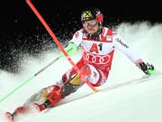 Marcel Hirscher zeigt der Konkurrenz in Schladming die Zähne (Bild: KEYSTONE/AP/SHINICHIRO TANAKA)