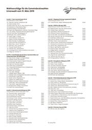 Die offizielle Namenliste der Kreuzlinger Gemeinderatswahlen. (Quelle: Stadt Kreuzlingen - Download hier)
