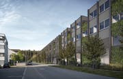 Die Visualisierung zeigt den geplanten Gebäudekomplex. (Bild: PD)