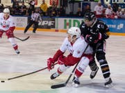 Sandro Zangger (am Puck) wechselt auf die kommende Saison hin von Lausanne zu Lugano (Bild: KEYSTONE/ANTHONY ANEX)