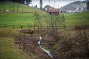 Die im Plan gezeigte Stelle im Tal der Demut mit Blickrichtung nach St.Georgen. (Bild: Ralph Ribi - 22. Januar 2018)