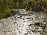 Überschwemmungen, Murgänge, Hitze und Schäden an der Infrastruktur: Die Bewältigung des Klimawandels wird laut einer Studie von Bund und Swiss Economics Milliarden kosten. (Bild: KEYSTONE/STR)