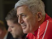 Vladimir Petkovic spricht vor dem Spiel gegen Dänemark am Samstag in Kopenhagen (Bild: KEYSTONE/GEORGIOS KEFALAS)