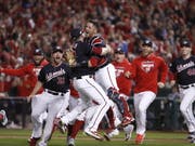 Die Freude bei den Spielern der Washington Nationals über das Erreichen der die World Series ist gross (Bild: KEYSTONE/EPA/SHAWN THEW)