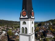 Höchster Turm einer katholischen Kirche in der Schweiz: Die Pfarrkirche St. Martin in Malters. (Bild: Dominik Wunderli, 16. Oktober 2019)
