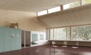 Innenansicht des geplanten Schulhauses im Schulzentrum Oberhofen.
