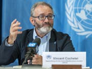 Das Uno-Hochkommissariat für Flüchtlinge (UNHCR) sucht laut seinem Sonderbeauftragten Vincent Cochetel Aufnahmeländer für die 45'000 Menschen, die die Uno-Organisation in Libyen als Flüchtlinge registriert hat. (Bild: KEYSTONE/MARTIAL TREZZINI)