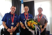 Gewinner der Kategorie Gewehr, 300 Meter (von links): Andreas Senn, Patrick Boldini, Sandra Monney.