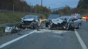 Drei Autos waren am Unfall auf der A53 verwickelt. (Bild: BRK News)