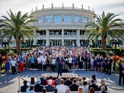 Donald Trump im Jahr 2016 - damals noch als Präsidentschaftskandidat - bei einer Rede vor seinem Golfclub «Trump National Doral» in Miami im US-Bundesstaat Florida. (Bild: KEYSTONE/AP/EVAN VUCCI)