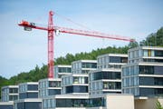 Die Überbauung Birnbäumen im Osten von St.Gallen während dem Bau. (Bild: Urs Bucher - 17. Juni 2011)