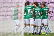 Torjubel bei den Espen: Ermedin Demirovic trifft für St.Gallen. (Bild: Keystone)