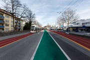 Illustration wie die Rorschacher Strasse im Grossacker mit einer Tramlinie aussehen könnte. (Illustration: Stadt St.Gallen - 31. Dezember 2012)