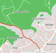 Die Strebelstrasse führt - grösstenteils durch Wiesen und Wald - aus Rotmonten zur Hätterenstrasse kurz vor der Stadtgrenze zu Wittenbach. (Illustration: Stadt St.Gallen)