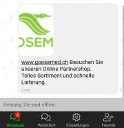 Überraschende Werbung für einen Online-Shop im neuen City-Messenger. (Bild: Johannes Wey - 24. Oktober 2019)
