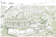 Situationsskizze, wie sich das Bahnhofquartier präsentieren könnte.