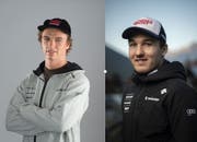 Jan Scherrer, Half-Pipe-Snowboarder und Cédrci Noger, Skirennfahrer (von links). (Bilder: PD, Gian Ehrenzeller/Keystone)