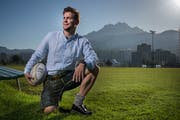 René Brügger, der Rugbyspieler und Mister-Right-Kandidat auf der Luzerner Allmend. (Bild: Boris Bürgisser, Luzern, 14. Oktober 2019)