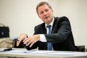 Der neue Bildungs- und Kulturdirektor Marcel Schwerzmann präsentierte die Pläne für sein Departement im alten Zeughaus auf dem Musegghügel. (Bild: Philipp Schmidli, Luzern, 31. Oktober 2019)