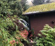 In dieses Wohnhaus krachte das Auto. (Bild: Luzerner Polizei, Weggis, 31. Oktober 2019)