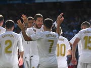 Eden Hazard (Nummer 7) freut sich über sein erstes persönliches Erfolgserlebnis bei den Königlichen (Bild: KEYSTONE/EPA EFE/FERNANDO VILLAR)