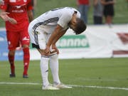 Trotz eines Treffers muss sich Karim Gazzetta mit Stade Lausanne-Ouchy in Vaduz geschlagen geben (Bild: KEYSTONE/SALVATORE DI NOLFI)