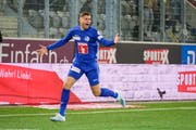 FCL-Jungprofi Darian Males jubelt nach seiner Torpremiere gegen den FC Thun. (Bild: Martin Meienberger/freshfocus (Thun, 5. Oktober 2019))
