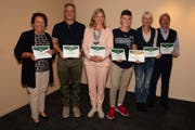 Die Clubmeister der verschiedenen Kategorien: Herlinde Keel, Werner Wessner, Barbara Keel, Sandro Sala Veni, Gaby Zurflüh und Max Alabor (von links). (Bild: PD)