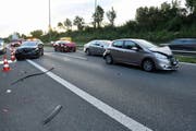 Der Schauplatz des Unfalls auf der A14. (Bild: Luzerner Polizei, 8. Oktober 2019)