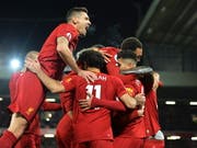 Die Liverpooler freuen sich über das 3:0 von Sadio Mané (Bild: KEYSTONE/EPA/PETER POWELL)