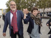 Die Grüne Lisa Mazzone und der Sozialdemokrat Carlo Sommaruga gewinnen die Ständeratswahlen im Kanton Genf. (Bild: KEYSTONE/MARTIAL TREZZINI)