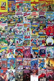 2009 kauft Disney für 4.3 Milliarden Dollar den Comic-Verlag Marvel. Und sicherte sich die Recht an all den oben abgebildeten Comic-Helden (Bild: Marvel)